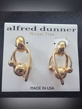 Alfred Dunner Polished Gold Sculptural Orb Drop Earrings